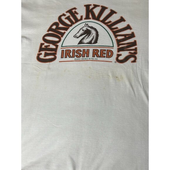 Vintage 90’s George Killians Shirt Irish Red Adult XL Tee STAINED Cotton - Picture 5 of 15